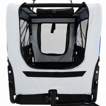 vidaXL 2-in-1 ペット用 自転車トレーラー&ジョギングベビーカー ブルー&グレー動物&ペット用品 ペット用品 ペットカート(代引不可)