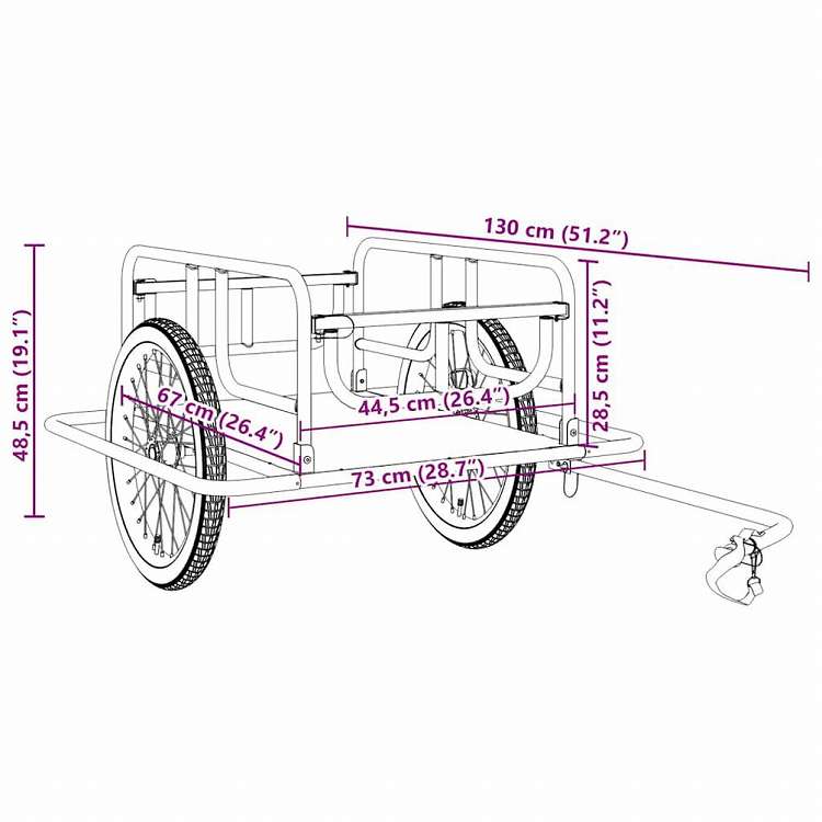 vidaXL 自転車用トレーラー130x73x48.5 cm スチール製 ブラックスポーツグッズ アウトドアレクリエーション サイクリング 自転車用アクセサリ 自転車トレーラー(代引不可)
