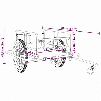 vidaXL 自転車用トレーラー130x73x48.5 cm スチール製 ブラックスポーツグッズ アウトドアレクリエーション サイクリング 自転車用アクセサリ 自転車トレーラー(代引不可)