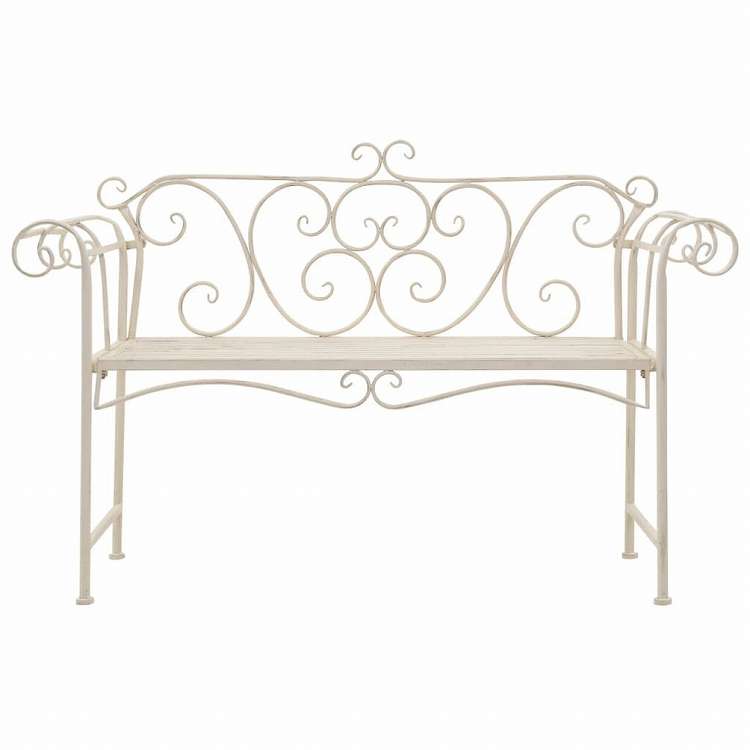 vidaXL ガーデンベンチ 132cm 金属製 アンティーク ホワイト家具 アウトドア家具 屋外椅子 アウトドアベンチ(代引不可)