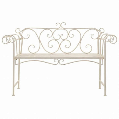 vidaXL ガーデンベンチ 132cm 金属製 アンティーク ホワイト家具 アウトドア家具 屋外椅子 アウトドアベンチ(代引不可)