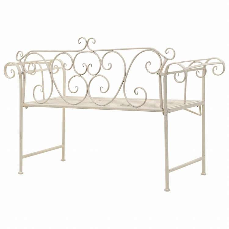 vidaXL ガーデンベンチ 132cm 金属製 アンティーク ホワイト家具 アウトドア家具 屋外椅子 アウトドアベンチ(代引不可)