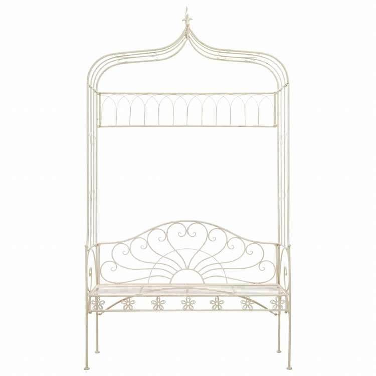 vidaXL ガーデンベンチ 122cm 鉄製 アンティーク ホワイト家具 アウトドア家具 屋外椅子 アウトドアベンチ(代引不可)