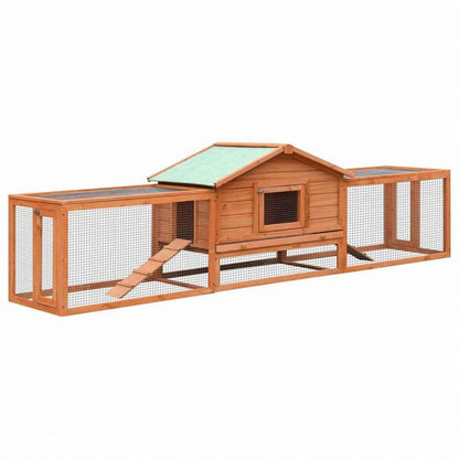 vidaXL うさぎ小屋 マツ&モミ無垢材 310x70x87 cm動物&ペット用品 ペット用品 小動物用品 小動物 飼育・ケージ(代引不可)