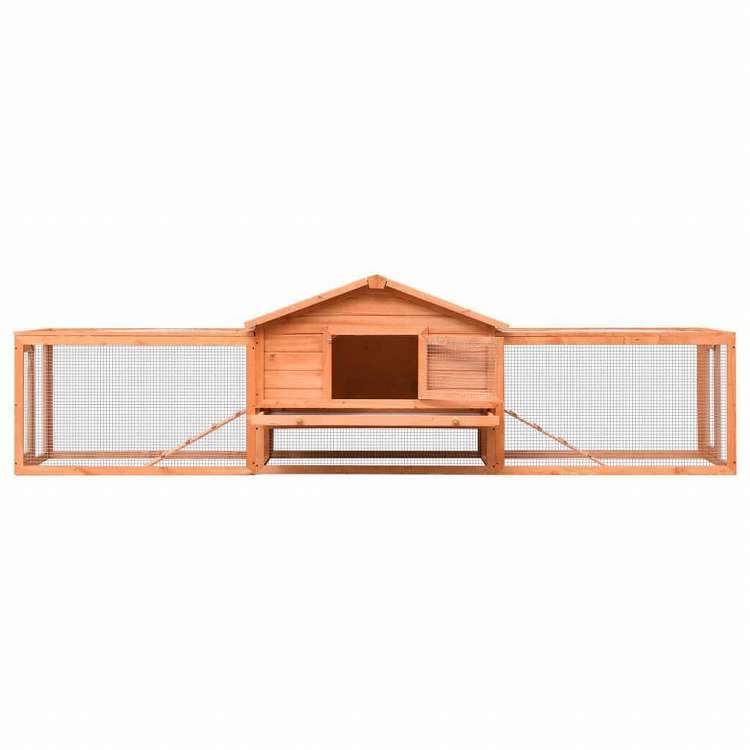 vidaXL うさぎ小屋 マツ&モミ無垢材 310x70x87 cm動物&ペット用品 ペット用品 小動物用品 小動物 飼育・ケージ(代引不可)