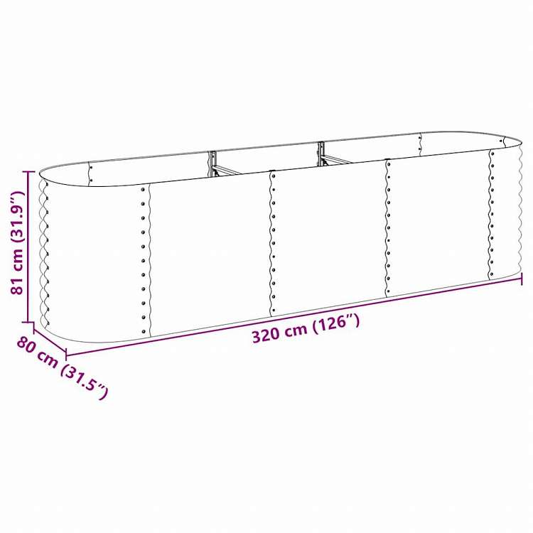 vidaXL レイズドガーデンプランター 320x80x81cm 亜鉛メッキ鋼製 シルバーホーム&ガーデン 芝&ガーデン ガーデニング 鉢植え・プランター(代引不可)