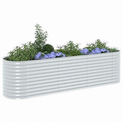 vidaXL レイズドガーデンプランター 320x80x81cm 亜鉛メッキ鋼製 シルバーホーム&ガーデン 芝&ガーデン ガーデニング 鉢植え・プランター(代引不可)
