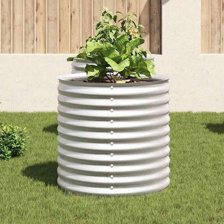 vidaXL ガーデンレイズドプランター 80x80x81cm 亜鉛メッキ鋼製 シルバーホーム&ガーデン 芝&ガーデン ガーデニング 鉢植え・プランター(代引不可)