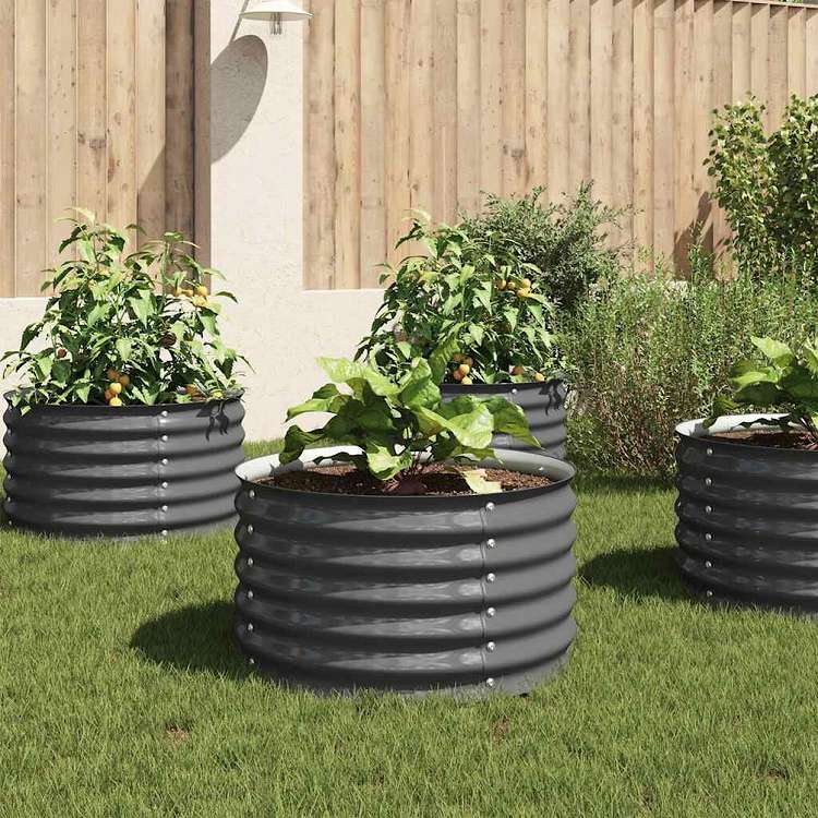 vidaXL ガーデンレイズドプランター 80x80x44cm 亜鉛メッキ鋼製 グレーホーム&ガーデン 芝&ガーデン ガーデニング 鉢植え・プランター(代引不可)