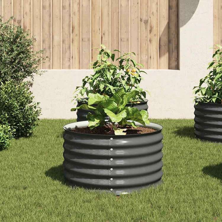 vidaXL ガーデンレイズドプランター 80x80x44cm 亜鉛メッキ鋼製 グレーホーム&ガーデン 芝&ガーデン ガーデニング 鉢植え・プランター(代引不可)