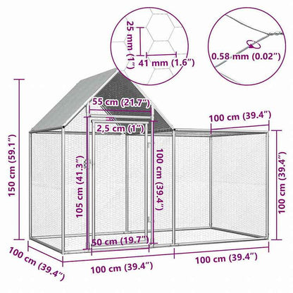 vidaXL 鶏小屋 2x1x1.5 m 亜鉛メッキ鋼製動物&ペット用品 ペット用品 小動物用品 小動物 飼育・ケージ(代引不可)