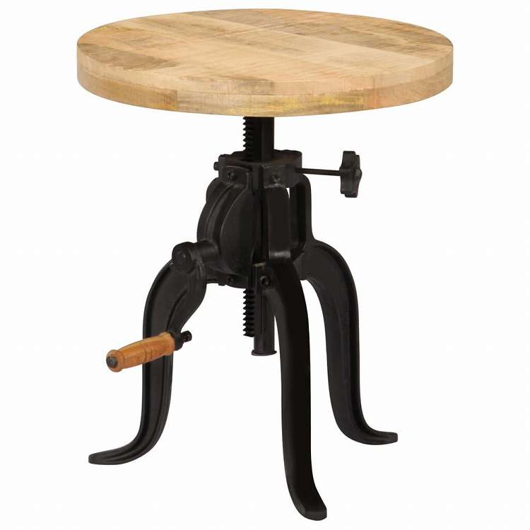 vidaXL サイドテーブル 45x(45-62)cm マンゴー無垢材&鋳鉄家具 テーブル アクセントテーブル エンドテーブル(代引不可)