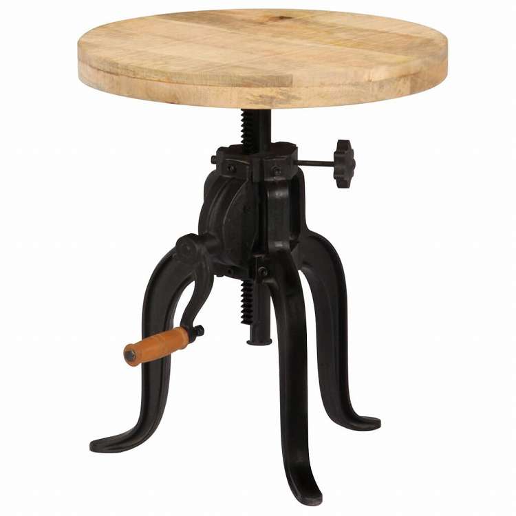 vidaXL サイドテーブル 45x(45-62)cm マンゴー無垢材&鋳鉄家具 テーブル アクセントテーブル エンドテーブル(代引不可)