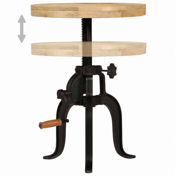 vidaXL サイドテーブル 45x(45-62)cm マンゴー無垢材&鋳鉄家具 テーブル アクセントテーブル エンドテーブル(代引不可)