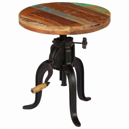 vidaXL サイドテーブル 45x(45-62)cm 再生無垢材&鋳鉄家具 テーブル アクセントテーブル エンドテーブル(代引不可)