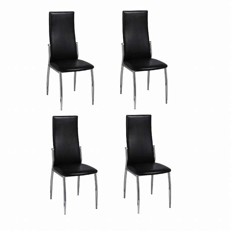 vidaXL ダイニングチェア 4点 合成皮革 ブラック家具 チェア キッチン・ダイニングルームチェア(代引不可)