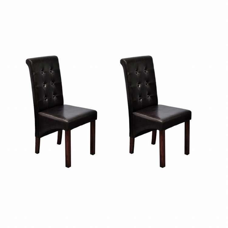 vidaXL ダイニングチェア 2点セット ブラウン 合成皮革家具 チェア キッチン・ダイニングルームチェア(代引不可)