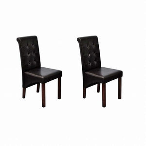 vidaXL ダイニングチェア 2点セット ブラウン 合成皮革家具 チェア キッチン・ダイニングルームチェア(代引不可)