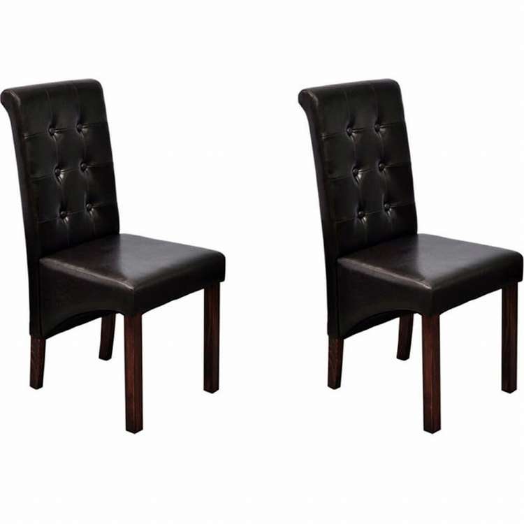 vidaXL ダイニングチェア 2点セット ブラウン 合成皮革家具 チェア キッチン・ダイニングルームチェア(代引不可)