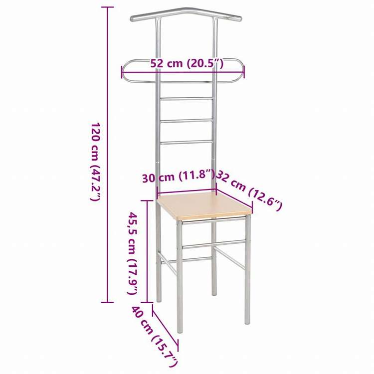 vidaXL ジェントルマンバレットチェア 2点 金属製ホーム&ガーデン 家事用品 収納&オーガナイザー 衣類・ワードローブ収納 バレットスタンド(代引不可)
