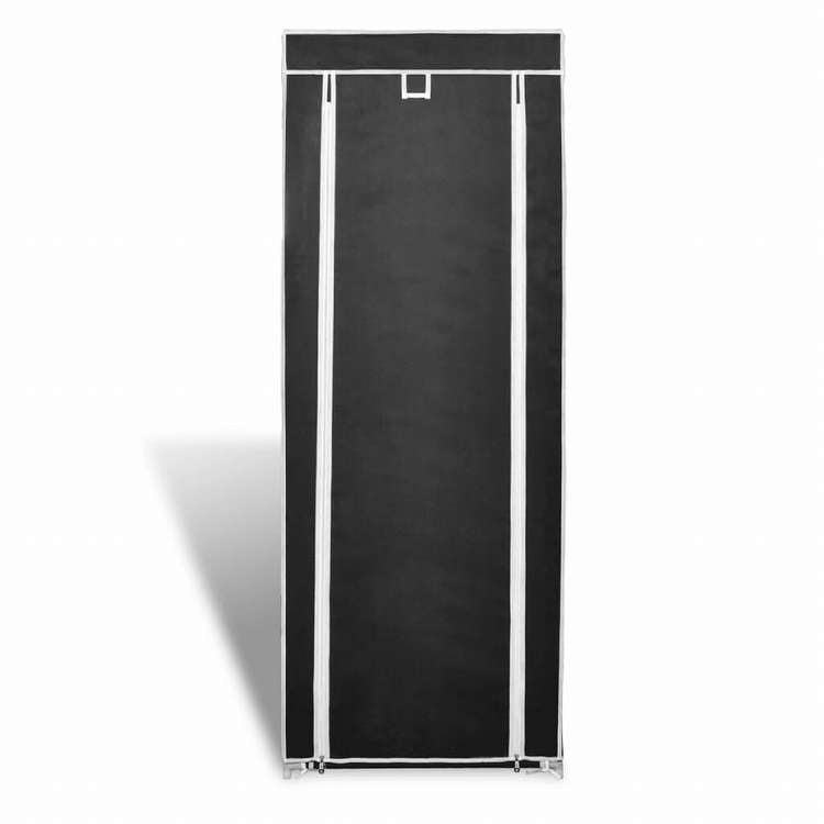 vidaXL シューズキャビネット 布製 カバー付き 57x29x162cm ブラックホーム&ガーデン 家事用品 収納&オーガナイザー 衣類・ワードローブ収納 シューズラック・整理収納(代引不可)