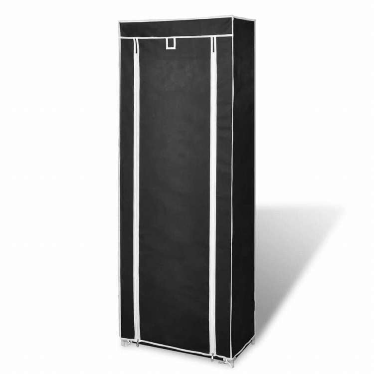 vidaXL シューズキャビネット 布製 カバー付き 57x29x162cm ブラックホーム&ガーデン 家事用品 収納&オーガナイザー 衣類・ワードローブ収納 シューズラック・整理収納(代引不可)
