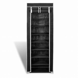 vidaXL シューズキャビネット 布製 カバー付き 57x29x162cm ブラックホーム&ガーデン 家事用品 収納&オーガナイザー 衣類・ワードローブ収納 シューズラック・整理収納(代引不可)