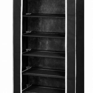 vidaXL シューズキャビネット 布製 カバー付き 57x29x162cm ブラックホーム&ガーデン 家事用品 収納&オーガナイザー 衣類・ワードローブ収納 シューズラック・整理収納(代引不可)
