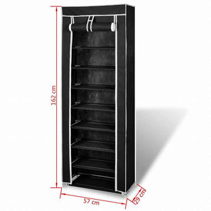 vidaXL シューズキャビネット 布製 カバー付き 57x29x162cm ブラックホーム&ガーデン 家事用品 収納&オーガナイザー 衣類・ワードローブ収納 シューズラック・整理収納(代引不可)
