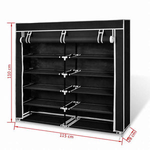 vidaXL シューズキャビネット 布製 カバー付き 115x28x110cm ブラックホーム&ガーデン 家事用品 収納&オーガナイザー 衣類・ワードローブ収納 シューズラック・整理収納(代引不可)