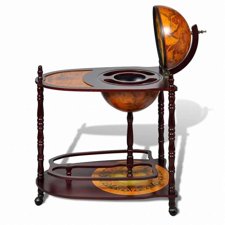 vidaXL 地球儀型バー ワインスタンド ユーカリ材 自立型家具 キャビネット&収納 ワイン・スピリッツキャビネット(代引不可)