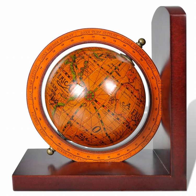 vidaXL ブックエンド 地球儀付き 2点ホーム&ガーデン デコレーション ブックエンド(代引不可)