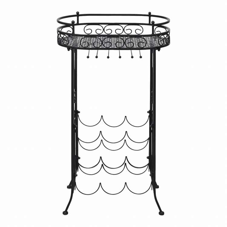 vidaXL ワインラック グラスホルダー付き ボトル9本 金属製家具 キャビネット&収納 ワインラック(代引不可)