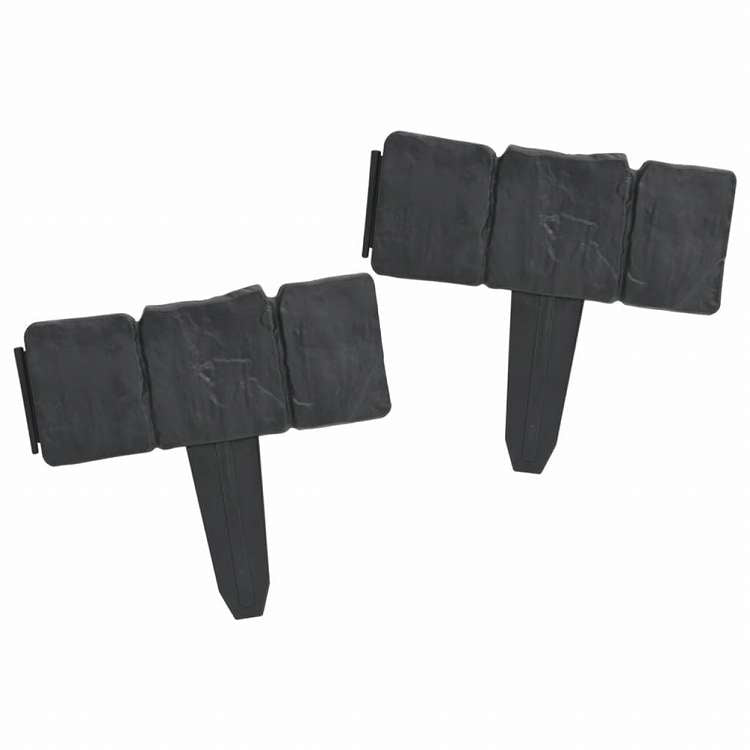 vidaXL ガーデン/芝生フェンス プラスチック製 ストーン調 41点 10mハードウェア フェンス&バリア 庭小道・縁(代引不可)