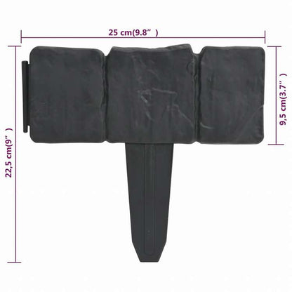 vidaXL ガーデン/芝生フェンス プラスチック製 ストーン調 41点 10mハードウェア フェンス&バリア 庭小道・縁(代引不可)