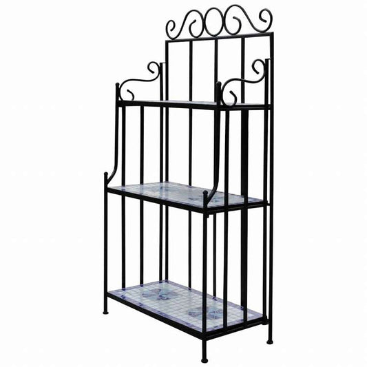 vidaXL プラントスタンド ディスプレイ ブルー&ホワイト モザイク柄ホーム&ガーデン 芝&ガーデン ガーデニング 植物スタンド(代引不可)