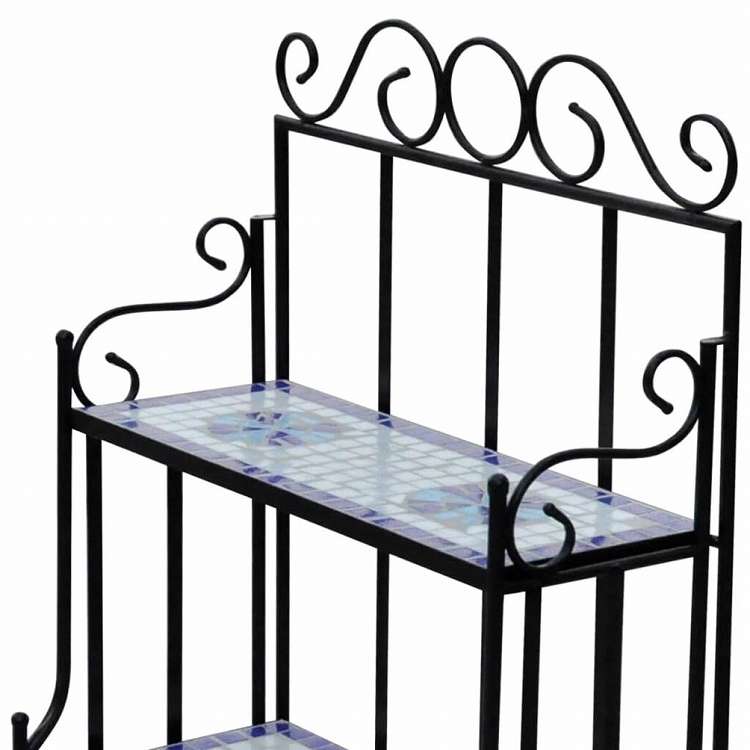 vidaXL プラントスタンド ディスプレイ ブルー&ホワイト モザイク柄ホーム&ガーデン 芝&ガーデン ガーデニング 植物スタンド(代引不可)