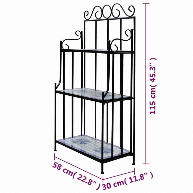 vidaXL プラントスタンド ディスプレイ ブルー&ホワイト モザイク柄ホーム&ガーデン 芝&ガーデン ガーデニング 植物スタンド(代引不可)