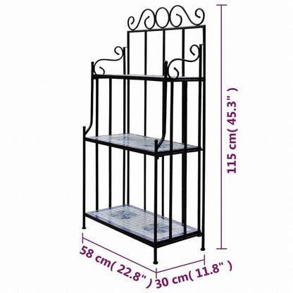 vidaXL プラントスタンド ディスプレイ ブルー&ホワイト モザイク柄ホーム&ガーデン 芝&ガーデン ガーデニング 植物スタンド(代引不可)