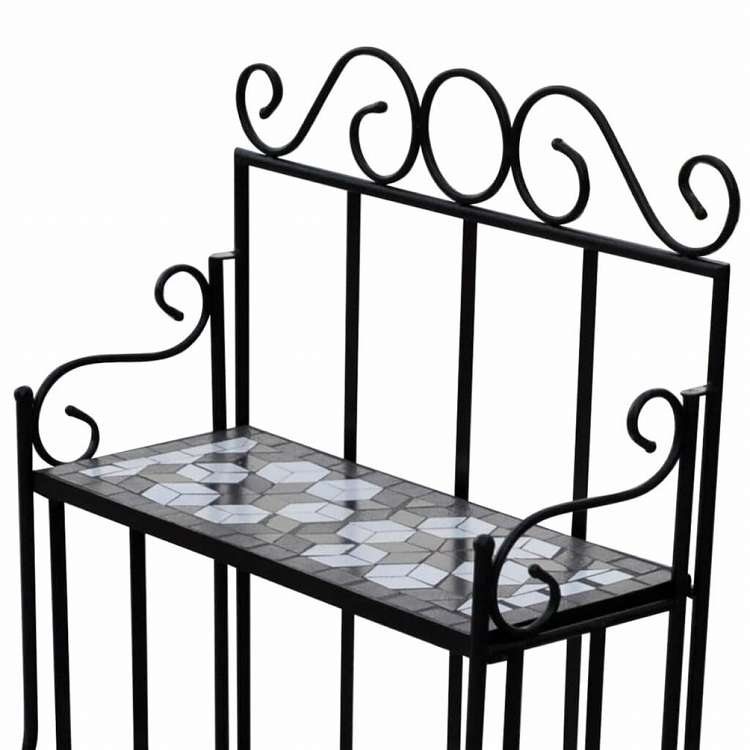 vidaXL プラントスタンド ディスプレイ ブラック&ホワイト モザイク柄ホーム&ガーデン 芝&ガーデン ガーデニング 植物スタンド(代引不可)