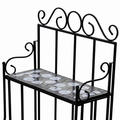 vidaXL プラントスタンド ディスプレイ ブラック&ホワイト モザイク柄ホーム&ガーデン 芝&ガーデン ガーデニング 植物スタンド(代引不可)