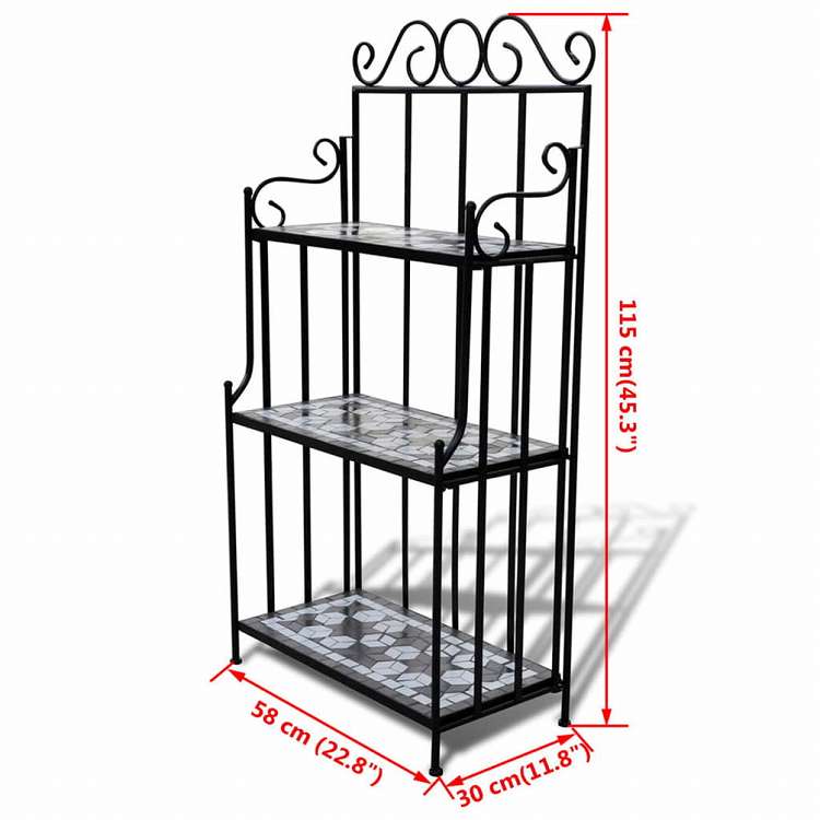 vidaXL プラントスタンド ディスプレイ ブラック&ホワイト モザイク柄ホーム&ガーデン 芝&ガーデン ガーデニング 植物スタンド(代引不可)