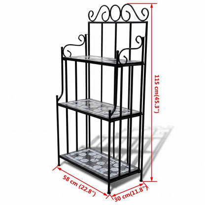 vidaXL プラントスタンド ディスプレイ ブラック&ホワイト モザイク柄ホーム&ガーデン 芝&ガーデン ガーデニング 植物スタンド(代引不可)