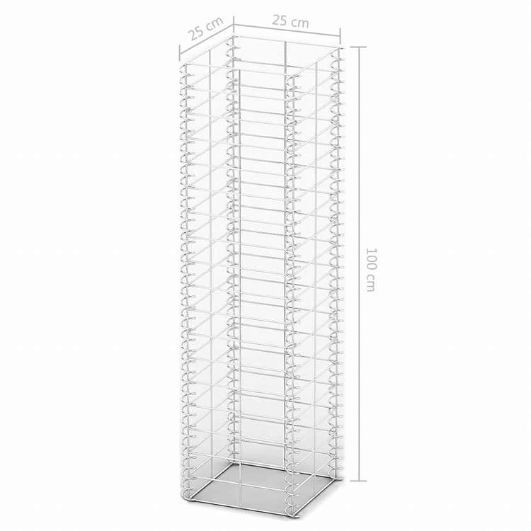 vidaXL ガビオン3点セット 亜鉛メッキ鋼線製 25x25x100cmハードウェア フェンス&バリア フェンスパネル(代引不可)