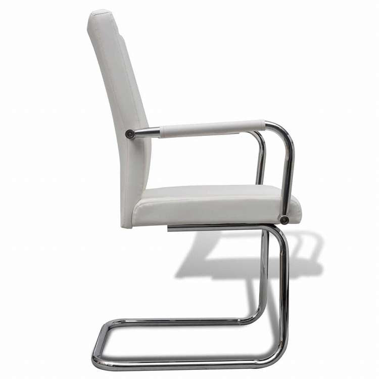 vidaXL カンチレバーダイニングチェア 4点 ホワイト 合成皮革製家具 チェア キッチン・ダイニングルームチェア(代引不可)