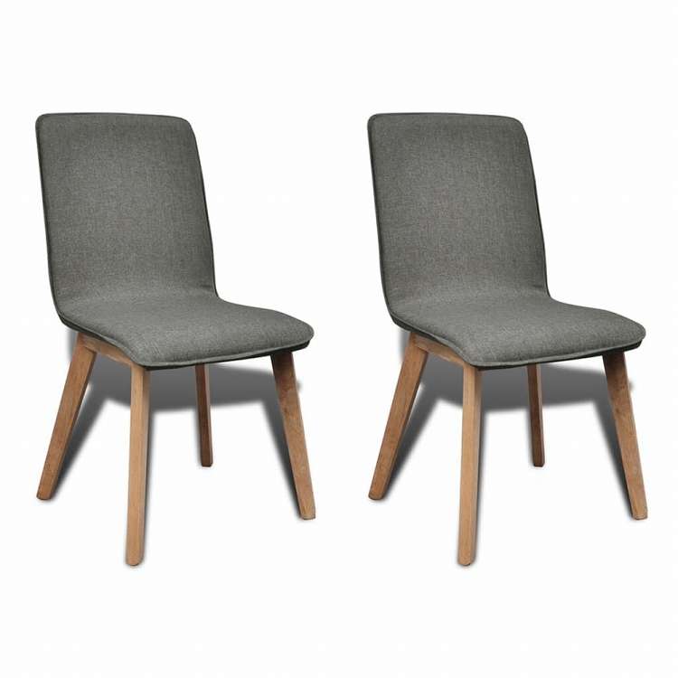 vidaXL ダイニングチェア 2点 ライトグレー 布&オーク無垢材家具 チェア キッチン・ダイニングルームチェア(代引不可)
