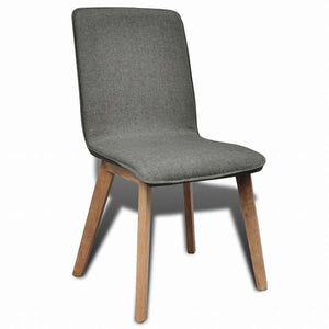 vidaXL ダイニングチェア 2点 ライトグレー 布&オーク無垢材家具 チェア キッチン・ダイニングルームチェア(代引不可)