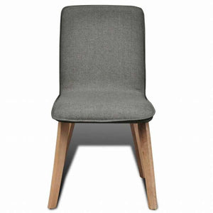 vidaXL ダイニングチェア 2点 ライトグレー 布&オーク無垢材家具 チェア キッチン・ダイニングルームチェア(代引不可)
