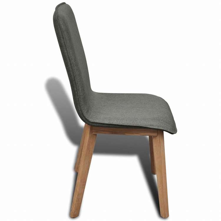 vidaXL ダイニングチェア 2点 ライトグレー 布&オーク無垢材家具 チェア キッチン・ダイニングルームチェア(代引不可)