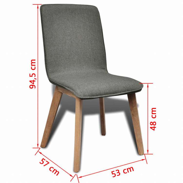 vidaXL ダイニングチェア 2点 ライトグレー 布&オーク無垢材家具 チェア キッチン・ダイニングルームチェア(代引不可)